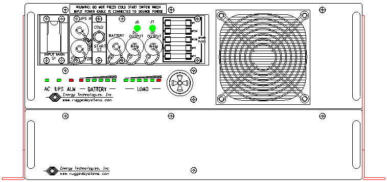 P/N: <br />ETI0001-1233AA Rugged MilSpec UPS Standard Front Panel Layout