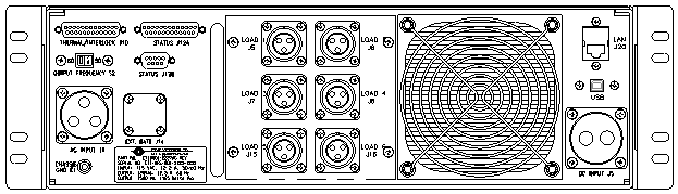 P/N: <br />ETI0001-2227AC Rugged MilSpec UPS Standard Rear Panel Layout